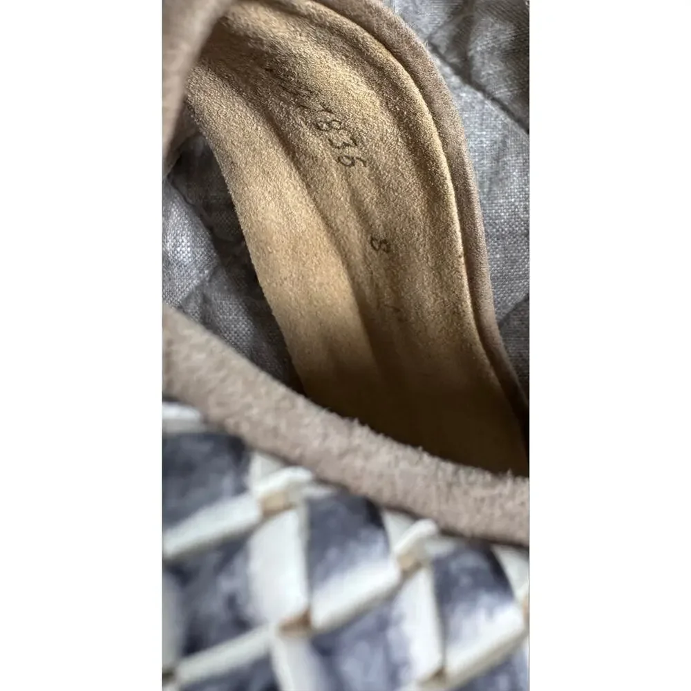 Stuart Weitzman Taupe Suede Wedge Sandals Ankle Wrap Leather Laces Size 8 Check